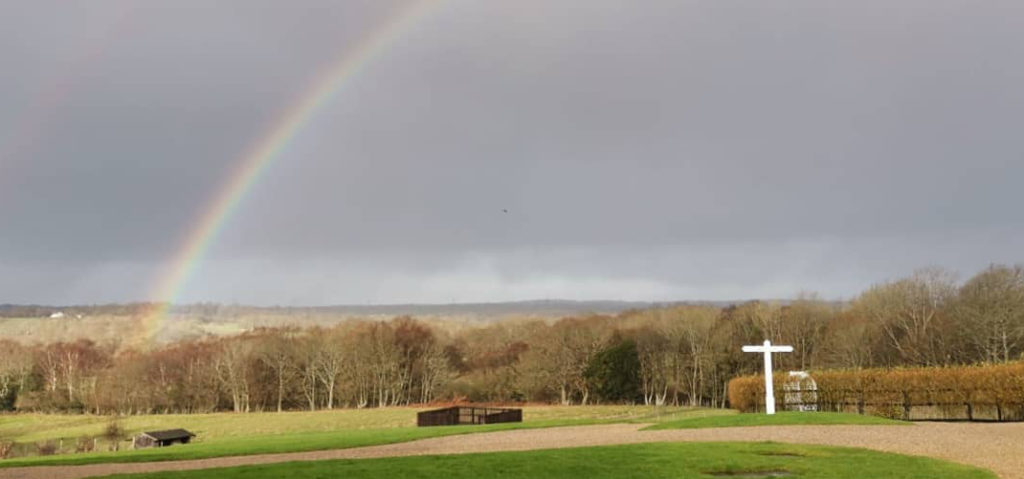 East Sussex fields and rainbow