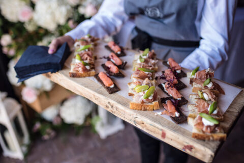 Canape- Pumpernickel, Salmon, Creme Fraiche Canape- Pumpernickel, Salmon, Creme Fraiche